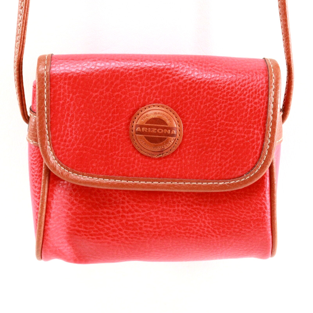 Compact Crossbody Handbag Women Small Red Leather Unlined Zip Purse Shoulder Bag